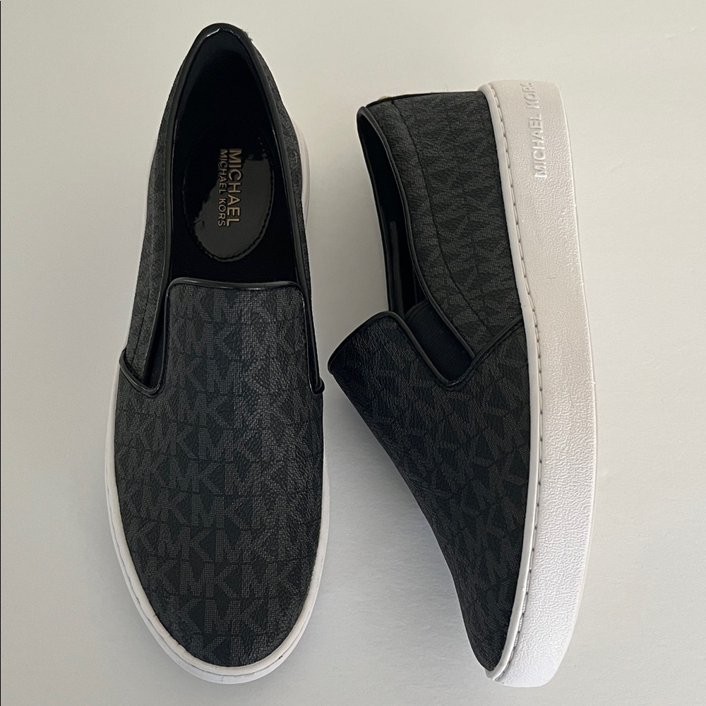 Michael Kors Black and White Slip-On Loafers